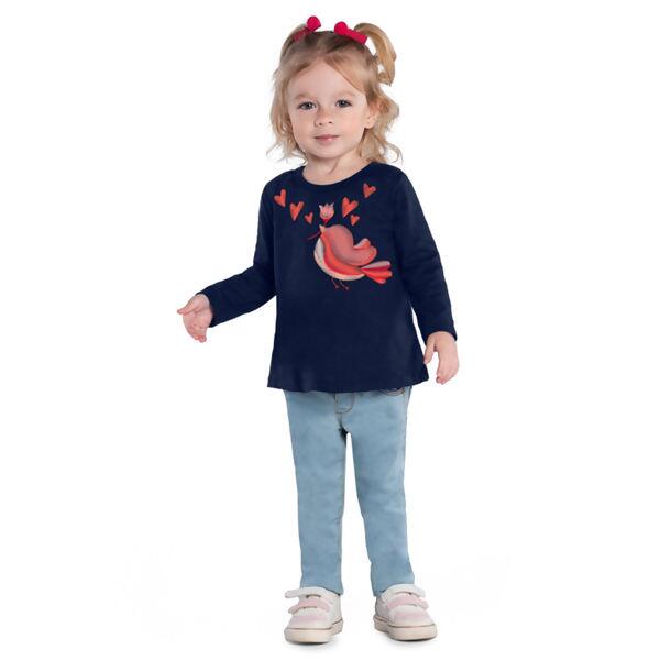 Blusa Infantil  Manga Longa  Passaro  1 ao 3  Kyly     |   1000028