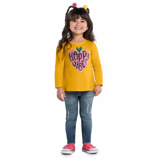 Blusa Infantil  Manga Longa  Happy Vibes   4 ao 8  Kyly     |   1000054