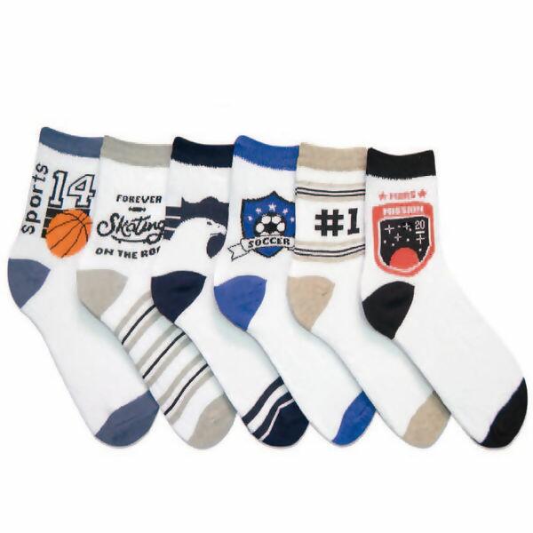 976 Meia Teen Masculino 33a38 Fundo Branco c/6pares Delos You