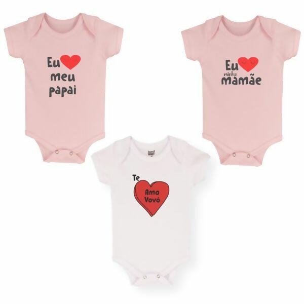 02056 Body Frases Eu Amo Feminino M/C RN-EX c/3un Doctor Baby