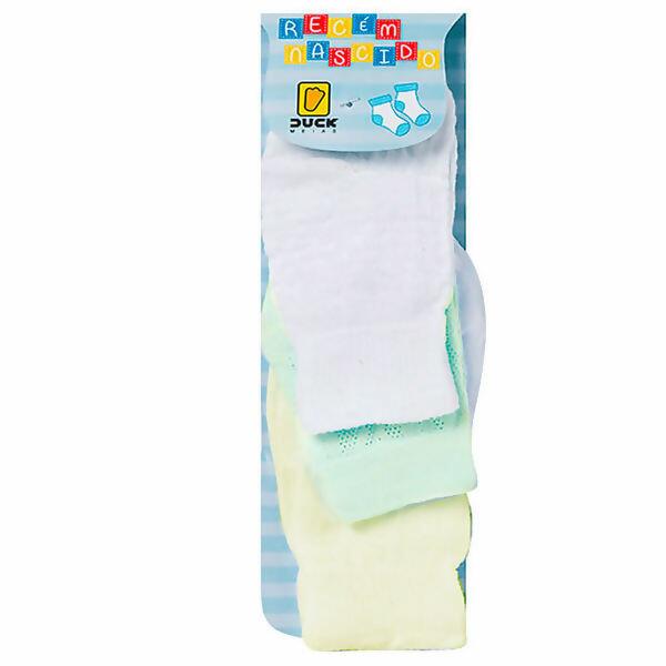 296 Meia Recém Nascido Masculina c/3pares Duck Meias
