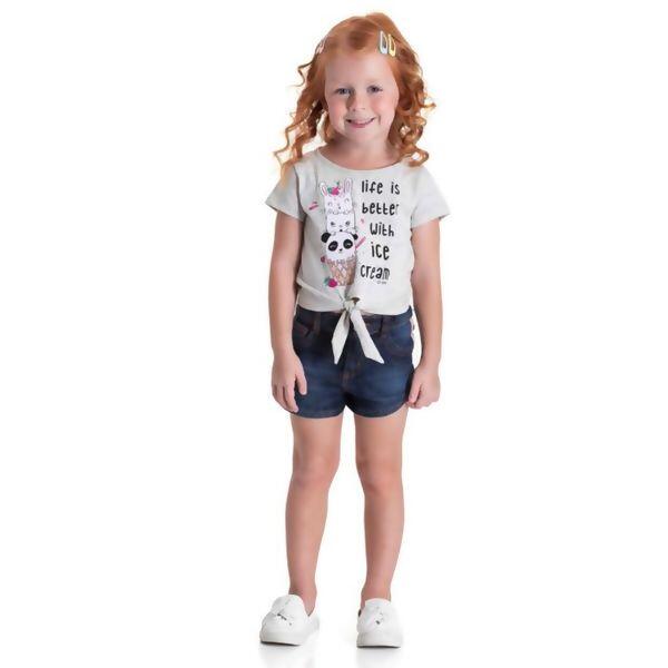 7401 Blusa M/C Amarra Sorvete Panda, Gato e Coelho 1-3 Rechsul
