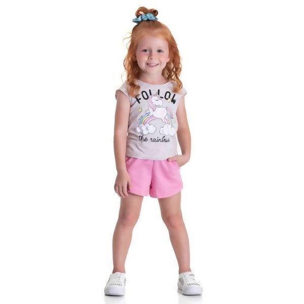 7400 Blusa M/C Unicórnio Nuvens Pom Pom 1-3 Rechsul