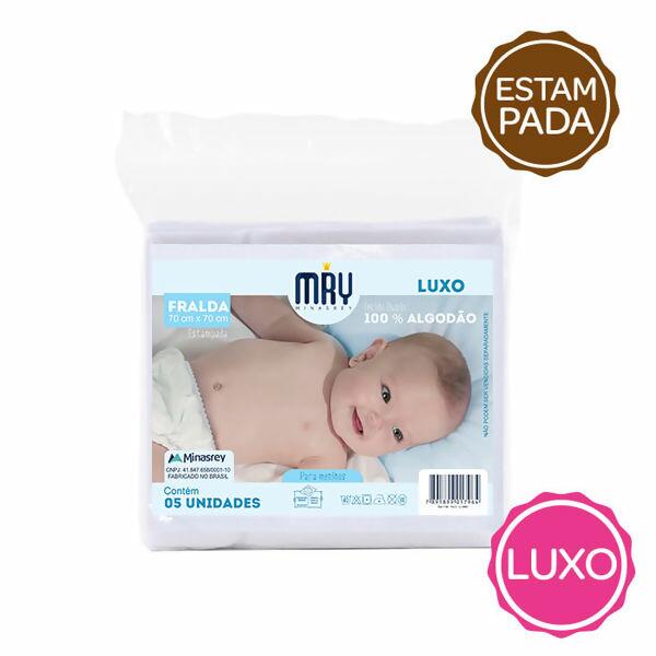 1796 Fralda Luxo 70x70 Estampado MENINO c/5uni Minasrey