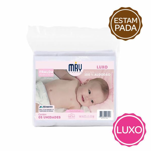 1795 Fralda Luxo 70x70 Estampado MENINA c/5uni Minasrey