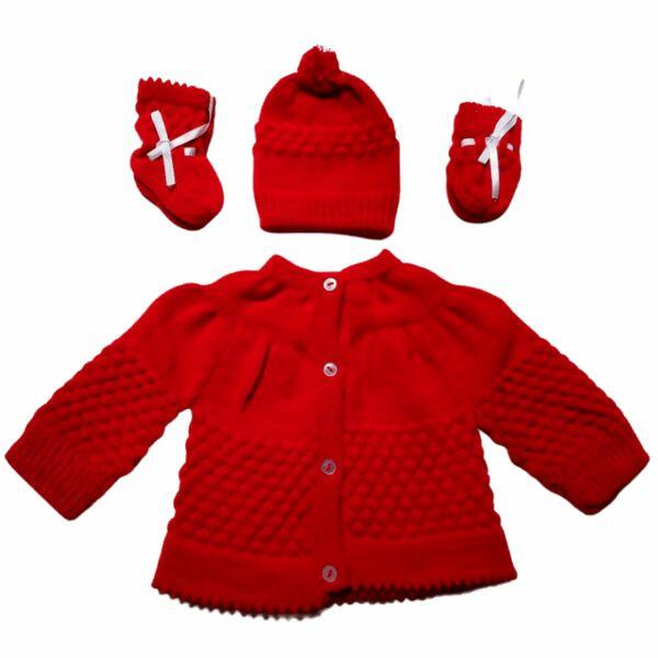Kit 4pçs Casaco+Sapato+ Luva+ Touca Trabalhado c/ Fitas Castelo  | 130