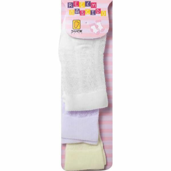 297 Meia Recém Nascido Feminina c/3pares Duck Meias