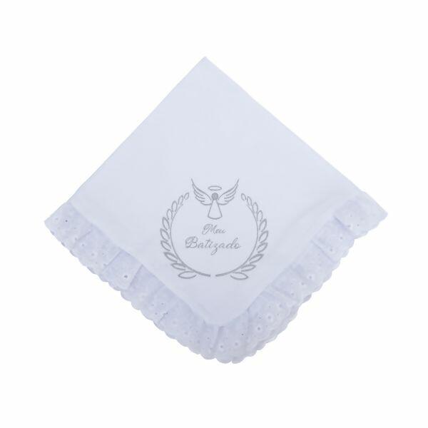 85007 Manta Meu Batizado com Babado de Lese Incomfral | Baby Joy