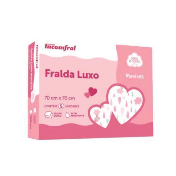 0100090401 Fralda Luxo Estampada 70x70 c/5un Incomfral