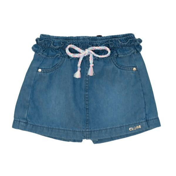 1301018 Shorts Jeans Feminino com Babados P-G Clube do Doce