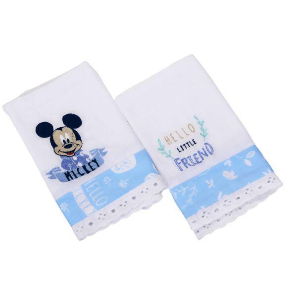 Babete Mickey Bordada 32x32 com 2un  Minasrey  Disney Baby    |   3932