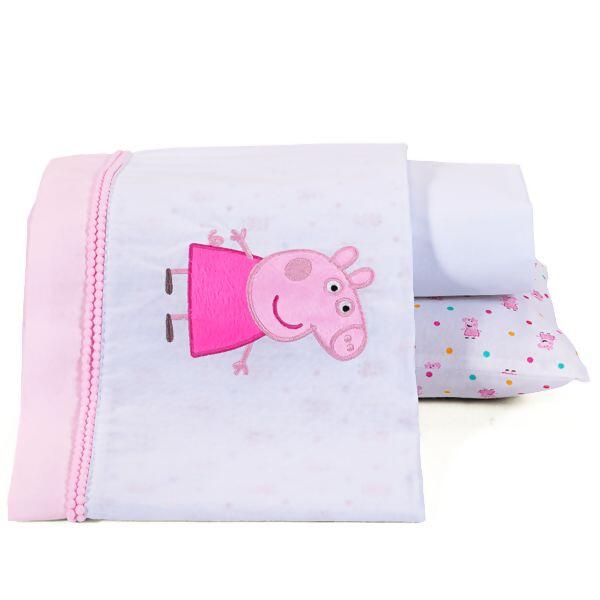 Jogo De Lençol Estampado Linha Peppa Pig c/3peças Incomfral/Peppa  |  3200120401
