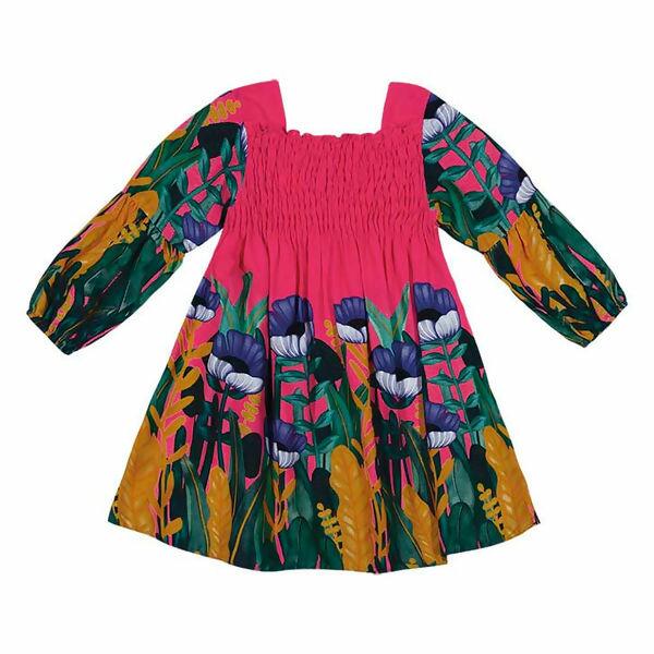 601026 Vestido Manga Longa  FLORES  1 ao 3 Nanai | Kyly