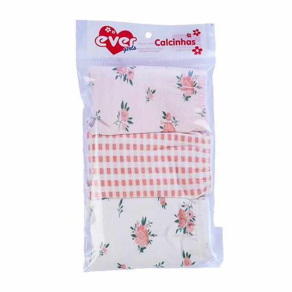 Kit Calcinha Estampada Flores PP ao GG com 3Un. Everly | 6529