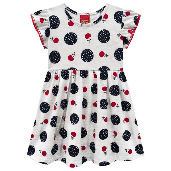 Vestido Infantil Meia Malha  CEREJAS  1 ao 3  Kyly  |  Ref. 112057