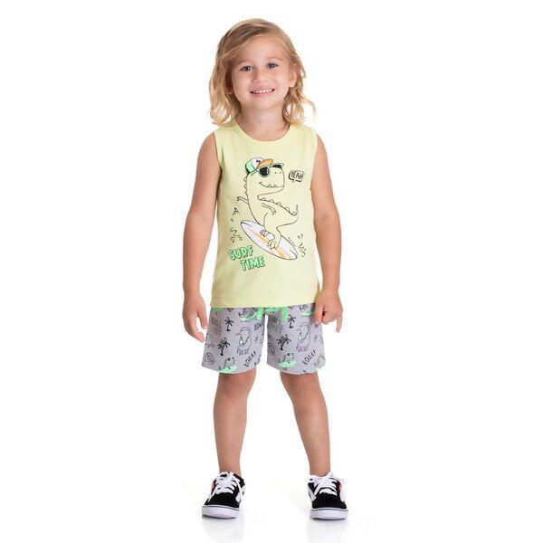 8085 Bermuda Estampada DINO Masculina 1 ao 3 Faraeli | 8085