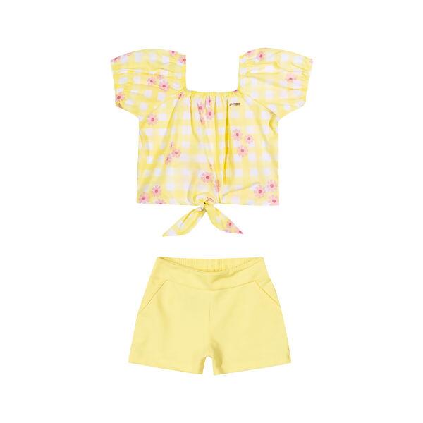 Conjunto Infantil Feminino  Flor Xadrez 1 ao 3 Elian |  231852