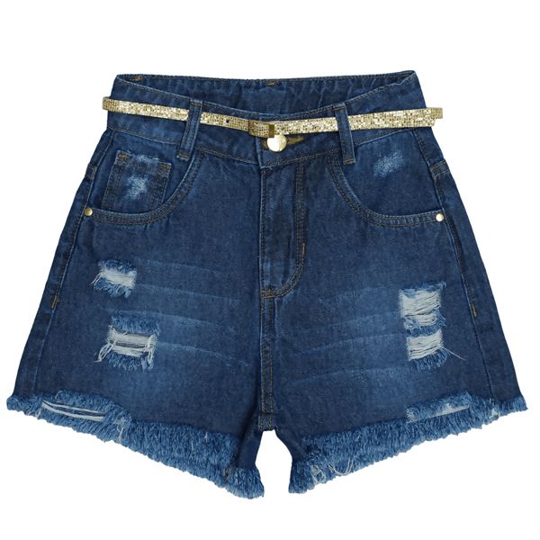 Shorts Jeans Juvenil com Cinto  10 ao 16   Clube do Doce   |   1304033         VE2023