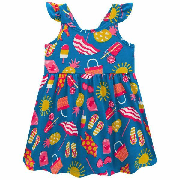 Vestido Infantil Estampado Praia   1 ao 3    Kyly   |  112538