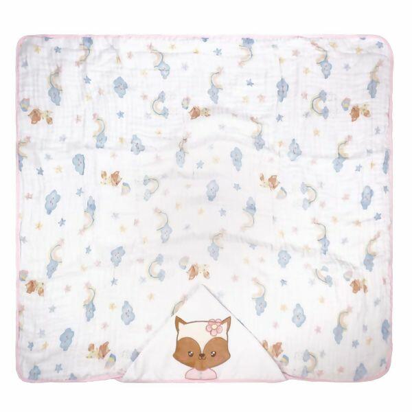 Toalha Soft Estampada Bordada c Capuz  75cm X 90cm   Incomfral Baby Joy   | 76076