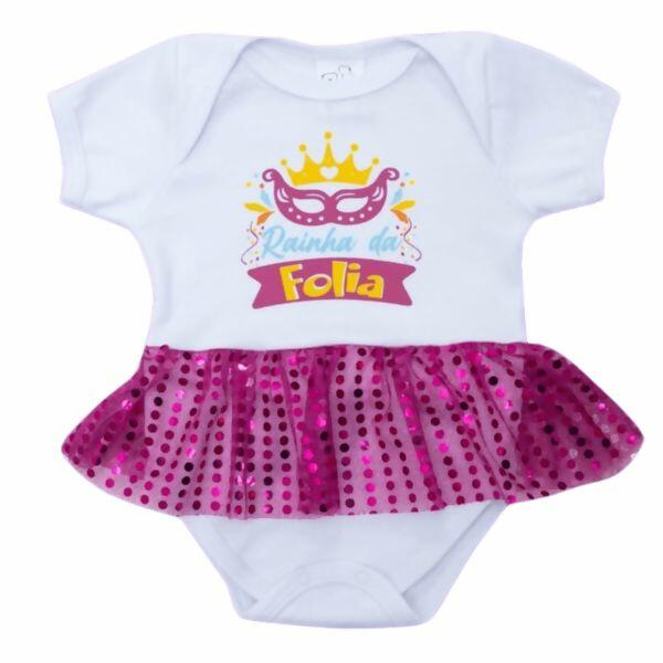 Body Bebe Feminino Saia Paetê Frases Variadas  P ao G   Mafessoni   |  901943