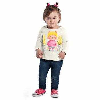 Blusa Infantil  Manga Longa  Gatinha  P ao G  Kyly     |   1000029