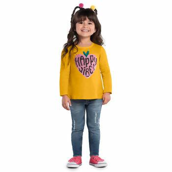 Blusa Infantil  Manga Longa  Happy Vibes  1 ao 3  Kyly     |   1000054