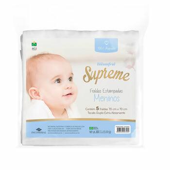 Fralda 70cmx70cm Supreme Est c/5un Tecido Duplo liIncomfral/Supreme | 0100090703