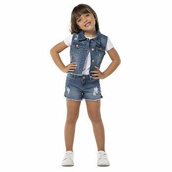 6012 Short Jeans 6-12 Rasgadinho | Mania Kids