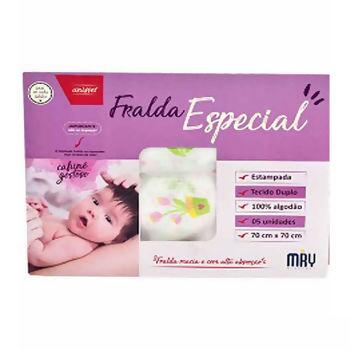 1761 Fralda Especial 70cmx70cm Estampa Menina com 5un Minasrey