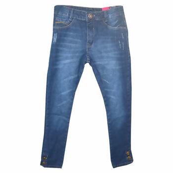 10315 Calça Fem Jeans 10-16 Cigarrete Botão Na Barra Akiyoshi