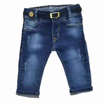 Calça Jeans Feminina com Cintinho P-G Akiyoshi Jeans | 80070