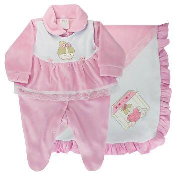 Saída De Maternidade Plush Feminina Rosto de Boneca RN-P Bloomy's | 3582