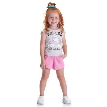 7400 Blusa M/C Unicórnio Nuvens Pom Pom 1-3 Rechsul
