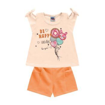 09637 Conjunto Blusa Feminino 'Be Happy' 1-3 Kiko e Kika