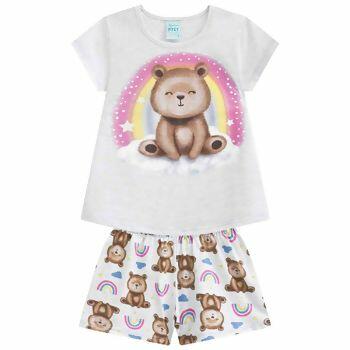 Pijama Manga Curta Feminino 'Ursa Arco Iris' 10-18 KYLY  | 111640