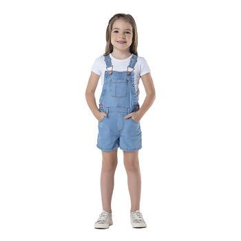 5064 Jardineira Jeans Shorts Feminina 6-12 Kyly / Mania Kids