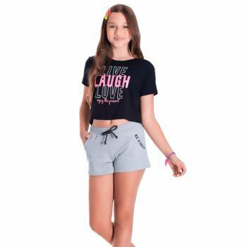  Short  Moletom Feminina  BE KIND  10 AO 16   RECHSUL KIDS  | 7825