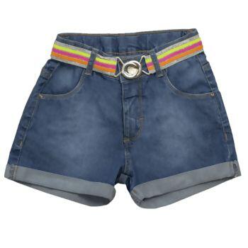 1304012 Short Jeans Feminino com Cinto 10-16 Clube do Doce