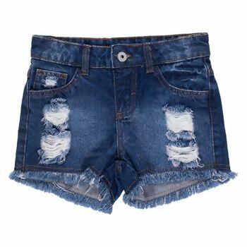 6096  Short Jeans Desfiado  6A12  Mania Kids