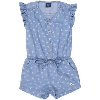 5077 Macaquinho Jeans Estampado FLOR 1 ao 4  | Mania Kids