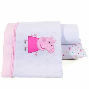 Jogo De Lençol Estampado Linha Peppa Pig c/3peças Incomfral/Peppa  |  3200120401