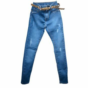 114001 Calça Jeans Feminina com Cinto Onça  10 ao 16  Jhump Club