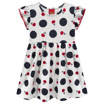 Vestido Infantil Meia Malha  CEREJAS  1 ao 3  Kyly  |  Ref. 112057