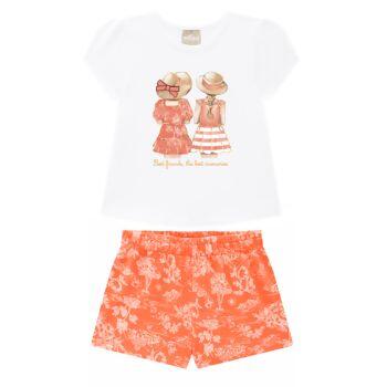 Conunto Feminino Infantil  Blusa e Short  FLORAL   1 ao 3   Milon Kyly   |     15336       VERÃO2023