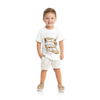 Conjunto Masculino  Infantil  Camiseta e Bermuda  AVIÃO   4 ao 8   Milon Kyly  |     15444       VER