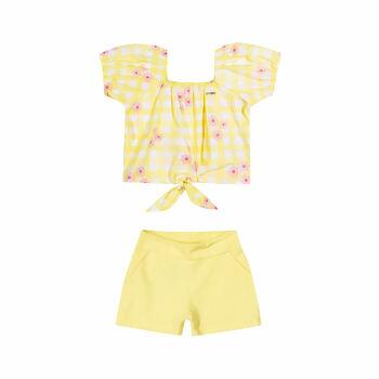 Conjunto Infantil Feminino  Flor Xadrez   1 ao 3   Elian    |  231852        VE2023