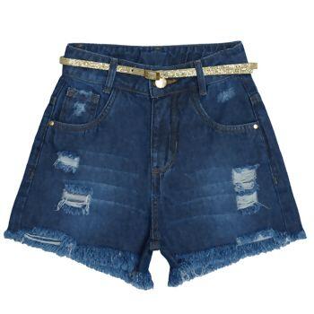 Shorts Jeans Juvenil com Cinto  10 ao 16   Clube do Doce   |   1304033         VE2023