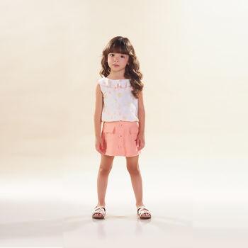 Conjunto Feminino Infantil  Shorts Saia 3 botões 1 ao 4   Kiki Xodó   |   2450036      VE2023