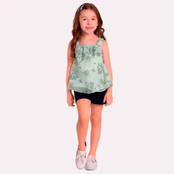 Conjunto Feminino Blusa Flores   10 ao 14    kyly milon     |    14102